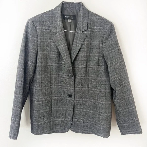 Evan Picone Glen Check Plaid Blazer Jacket 16 Womens Grey Office Career Business - Picture 11 of 11